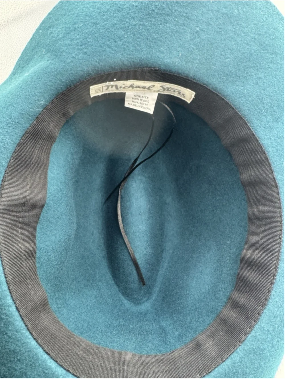 Michael Stars Grey Wide Brim Fedora Women's Teal 100% Wool Boho Indie Hippie
